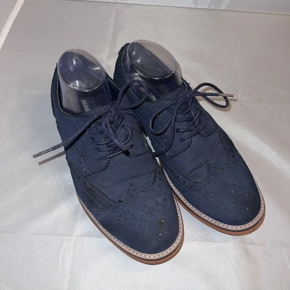 Madden M-Edward Navy Blue Mens Oxford Sz 7.5M Lace‎ Up Shoes
